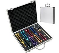 RATSTONE Diapason Therapeutique,Set de 8 diapasons avec base + 1 marteaux en silicone et chiffon de nettoyage, idéal pour la guérison des chakras, la guérison par le son et l'anti-stress.