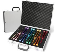 RATSTONE Diapason Therapeutique,Set de 8 diapasons avec base + 1 marteaux en silicone et chiffon de nettoyage, idéal pour la guérison des chakras, la guérison par le son et l'anti-stress.