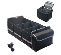 RATSTONE Rangement Coffre De Voiture,Organisateur De Coffre Voiture,Boîte de rangement Pliable Avec Un Compartiment,Sangle Fixation Réglable,Avec Couvercle,Fond Antidérapant(Noir,Extra Large)