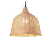 Rattan Art Lamp Shade Wicker Pendant Metal Lamps Vintage Chandelier Hanging Natural Woven Light Fixtures for Bedroom Living Room Reading Room(35cm/13.7in*40cm/15.7in)