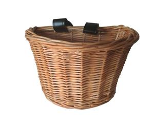 Rattan Handlebar - 20x14x13cm Handmade Wicker Storage Bin, Natural Weave Craft, Lightweight Strong Organizer | Cute Front Bicycle for Kids Boys Girls Outdoor Picnic Riding