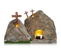 RattanView Kit de scène de résurrection de tombe de Pâques lumineuse - Décoration chrétienne pour la maison - Scène de Pâques vide et croix - Décoration de crèche du Christ