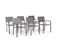 RATTATAN Adele - chaises d'extérieur et de Jardin empilables avec Structure en Acier et Plateau de Haute qualité en polyéthylène au Design raffiné Effet Bois (6, Gris Tourterelle)