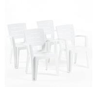 RATTATAN Anita - chaises d'extérieur et de Jardin empilables en résine Effet Bois avec accoudoirs (4, Blanche)