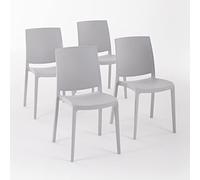 RATTATAN Carmen - Chaises en résine renforcée de fibre de verre, empilables, pour l'intérieur et l'extérieur, gris clair
