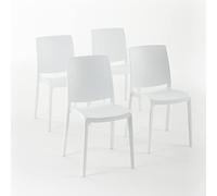RATTATAN Carmen Lot de 4 chaises empilables, en résine renforcée de fibre de verre, pour l'intérieur et l'extérieur, blanches