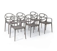 RATTATAN Charlotte - Chaises en résine renforcée de Fibre de Verre, empilables, Usage intérieur et extérieur (6, Gris Tourterelle)