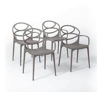 RATTATAN Charlotte - Chaises en résine renforcée de Fibre de Verre, empilables, Usage intérieur et extérieur (4, Gris Tourterelle)