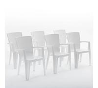 RATTATAN Diana - chaises empilables d'extérieur et de Jardin en résine Effet rotin avec accoudoirs (6, Blanche)