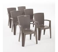 RATTATAN Diana - chaises empilables d'extérieur et de Jardin en résine Effet rotin avec accoudoirs (6, Gris Tourterelle)