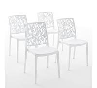 RATTATAN Lisa - Chaises en résine renforcée de Fibre de Verre, empilables, Usage intérieur et extérieur (4, Blanche)