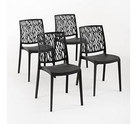 RATTATAN Lisa - Chaises en résine renforcée de Fibre de Verre, empilables, Usage intérieur et extérieur (4, Anthracite)