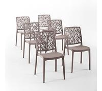 RATTATAN Lisa - Chaises en résine renforcée de Fibre de Verre, empilables, Usage intérieur et extérieur (6, Gris Tourterelle)