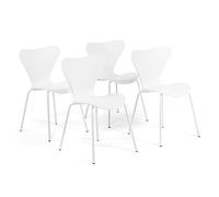 RATTATAN Nina - Chaises en résine renforcée de Fibre de Verre Effet Bois avec Pieds en métal (Blanche, 4)