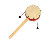 Rattle Drum - Sheepskin Wood, Small Twist Percussion | Portable Chinese Style Handheld Toy, Cultural Musical Instrument for Kids, Party, Classroom, Festival, Home, Decoration
