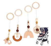 Rattles Anneaux en peluche, 4pcs pendants suspendus pour bébé, bébé suspendu pour bébé, bébé jouet pour enfants berceau en bois