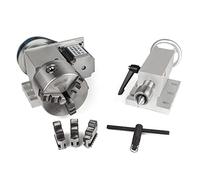 RATTMMOTOR Axe rotative CNC, 4ème axe K11-100mm avec mandrin à 3 mors, rapport de réduction de 6:1 avec bâton d'équitation de 65mm pour machine à tourner CNC, fraiseuse