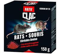 Appât céréales - Raco 25 - rats et souris - action rapide - 150 g - 6 sach
