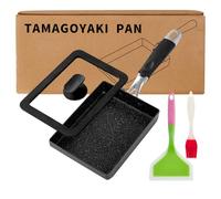RATWIA Tamagoyaki Poêle à omelette japonaise de qualité supérieure avec revêtement antiadhésif, couvercle et brosse à huile 17,8 x 12,7 cm