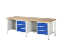 RAU Rau Établi réglable en hauteur 8452A2, L2500xP900xH840-1040mm, 6x tiroirs-TA Quantité:1