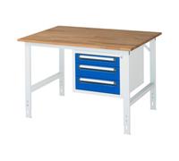 RAU Rau Table de travail Tom réglable en hauteur KM04, L1250xP1000xH910-1230mm, plateau B-25mm Quantité:1