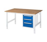 RAU Rau Table de travail Tom réglable en hauteur KM06, L1500xP1000xH760-1080mm, plateau B-25mm Quantité:1