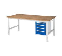 RAU Rau Table de travail Tom réglable en hauteur KM07, L2000xP1000xH760-1080mm, plateau B-25mm Quantité:1
