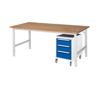 RAU Rau Table de travail Tom réglable en hauteur KM09, L2000xP1000xH760-1080mm, plateau B-25mm Quantité:1