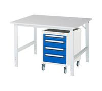 RAU Rau Table de travail Tom réglable en hauteur KM10, L1250xP1000xH760-1080mm, plateau M 22mm Quantité:1