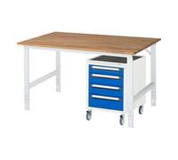 RAU Rau Table de travail Tom réglable en hauteur KM10, L1500xP800xH760-1080mm, plateau B-25mm Quantité:1