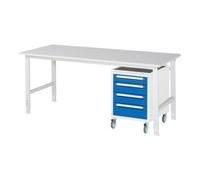 RAU Rau Table de travail Tom réglable en hauteur KM10, L2000xP800xH760-1080mm, plateau M 22mm Quantité:1