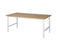 RAU Poste de travail réglable en hauteur - 760 - 1080 mm, plateau en hêtre massif - l x p 2000 x 1000 mm, gris clair - poste de travail postes de travail table table d'atelier tables tables d'atelier établi établis Etabli Etablis Meuble d'atelier Meubles