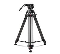 RAUBAY Trépied Professionnel Robuste de 179,8 cm avec tête Fluide et Plaque QR pour caméscope DSLR, Charge maximale de 8 kg, Pied Double Tube en Aluminium avec écarteur de Niveau Moyen DV-1