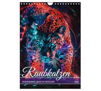 Raubkatzen - Geschmeidige Jäger im Neonlicht (Wandkalender 2026 DIN A4 hoch), CALVENDO Monatskalender: Magie der nächtlichen Raubkatzen in strahlendem Neonlicht