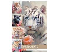 Raubkatzen. Zauberhafte Aquarelle (Wandkalender 2026 DIN A2 hoch), CALVENDO Monatskalender: Duftige Bilder von den schönsten Großkatzen