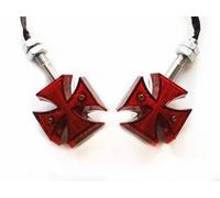 Rauch Clignotant de moto LED Croix clignotant pour Dyna Fetter Junge Sportster 883 1200 Cafe Racer Vintage Retro Ratte Old School Clubman Custom