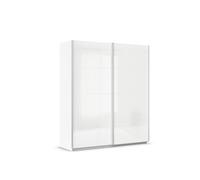 Rauch Meuble à Portes Coulissantes Möbel Quadra, 2 Portes, Blanc/Verre Blanc, avec Pack d'Accessoires Basic 2 Étagères 2 Étagères 2 Tringles à Linge, l X H X P 181X210X62 Cm
