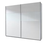 Rauch Meuble coulissantes Möbel Quadra, 2 Portes, Verre Blanc, avec Pack d'accessoires Basic étagères 2 tringles à Linge, L x H x P 181x210x62 cm, Bois Métal, Autre, LxHxP : 181 x 210 x 62 cm