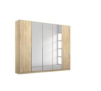 Rauch Meuble Meuble Alabama Porte Tournante en Chêne Sonoma avec Miroir 5 Portes Incluant l'Ensemble d'Accessoires 3 Tringles à Linge, 9 Étagères, 1 Tiroir Lxhxp 226X229X54 Cm