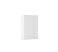 Rauch Möbel Belfast Armoire Chambre, penderie, vestiaire, Armoire de Rangement, 3 Portes, 2 tiroirs, Couleur Blanc, poignée à Barre Blanche, 136x197x54cm