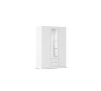 Rauch Möbel Belfast Armoire Chambre, penderie, vestiaire, Armoire de Rangement, 3 Portes, avec Miroir, 2 tiroirs, Couleur Blanc, poignée à Barre Blanche, 136x197x54cm