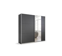 Rauch Möbel Kronach Armoire, Armoire à Portes coulissantes, 2 Portes, avec Miroir, avec 2 Barres de penderie et 2 étagères, Couleur Gris métallisé, Dimensions 218x210x59cm