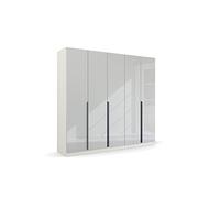 Rauch Möbel Modern by Quadra Spin Armoire à Portes battantes Blanc/Verre Blanc, 5 Portes, avec 3 tringles à vêtements, 3 étagères, l x H x P : 226 x 210 x 54 cm