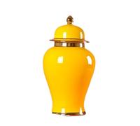 RAUGAJ Jar Décoratif Ginger Vase Décor Décor Moderne en Porcelaine de Porcelaine Pot de Gingembre Chinois Vase Décoratif en Céramique avec Couvercle, Grand Pot de Temple Oriental/Orange/20 * 36Cm