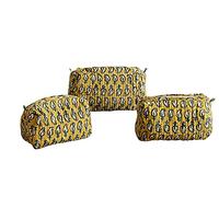 Ravaiyaa - Attitude is everything Ensemble de 3 trousses de toilette matelassées unisexes avec motif imprimé en bloc, Motif cachemire vert, S, Accessoires de voyage
