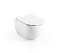 RAVAK RimOff - WC suspendu - WC mural sans bord avec siège WC Slim & SoftClose - WC design à fixer au mur avec siège (style 1)