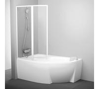 Ravak Rosa paroi de baignoire 90 cm deux pièces blanc brillant/verre transparent 76L70100Z1