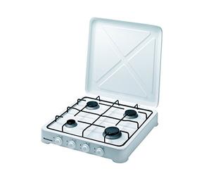 Ravanson K-04T Gaz avec 4 brûleurs à gaz 6,46 kW 49,5 x 54,0 cm Couvercle métallique et boîtier en métal Blanc