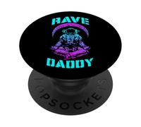 Rave Daddy EDM Music Festival Trippy Astronaute Croissant de Lune PopSockets PopGrip Adhésif