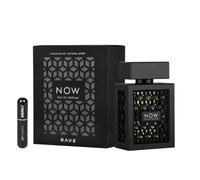 Rave Now Eau de parfum arabe longue durée pour homme, avec atomiseur rechargeable, parfum masculin fruité boisé avec notes d'ananas, de jasmin et de musc (Now Black)
